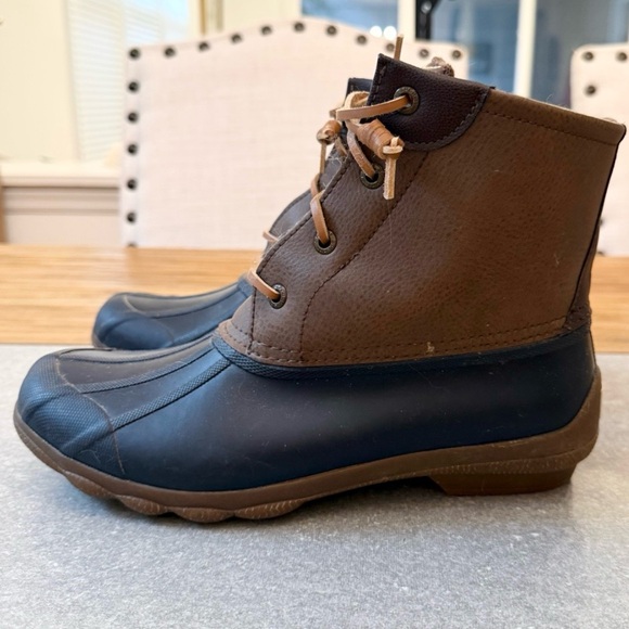 Sperry Top-Sider Saltwater Duck Boots Brown & Navy Blue Women’s Size 8M - Picture 2 of 12